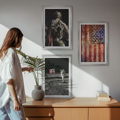 Tavelset ovanför soffa Amerikanska symboler USA:s flagga
