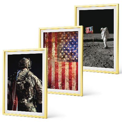 Tavelset ovanför soffa Amerikanska symboler USA:s flagga