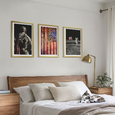 Tavelset ovanför soffa Amerikanska symboler USA:s flagga
