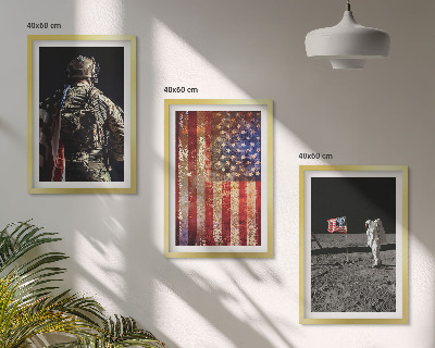 Tavelset ovanför soffa Amerikanska symboler USA:s flagga