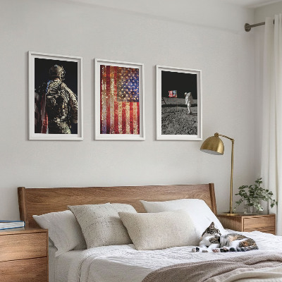 Tavelset ovanför soffa Amerikanska symboler USA:s flagga