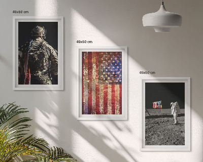Tavelset ovanför soffa Amerikanska symboler USA:s flagga