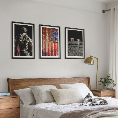 Tavelset ovanför soffa Amerikanska symboler USA:s flagga