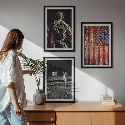 Tavelset ovanför soffa Amerikanska symboler USA:s flagga