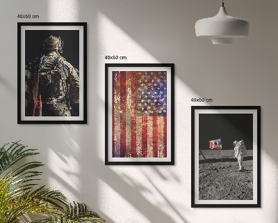 Tavelset ovanför soffa Amerikanska symboler USA:s flagga