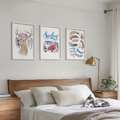 Tavelpaket med ramar Hjortblommor med horn van