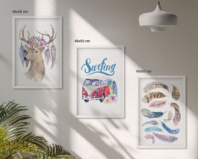 Tavelpaket med ramar Hjortblommor med horn van