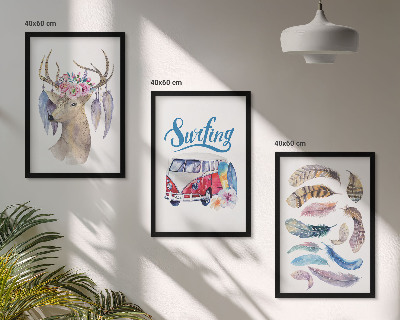 Tavelpaket med ramar Hjortblommor med horn van