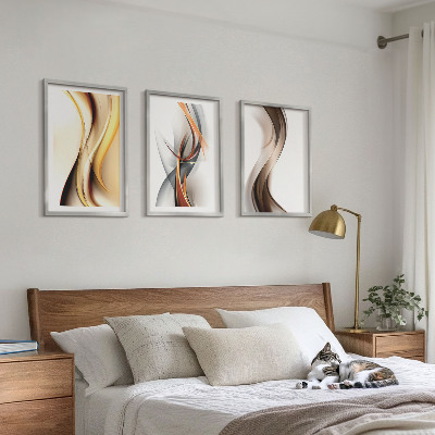 Tavelset ovanför soffa Gula gråbruna vågor