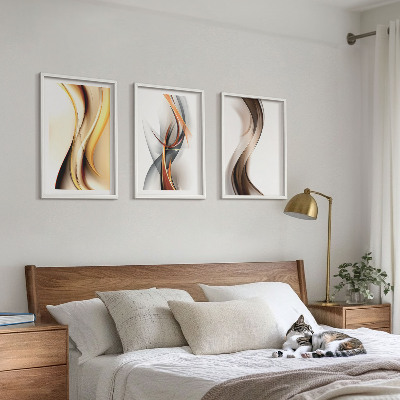 Tavelset ovanför soffa Gula gråbruna vågor