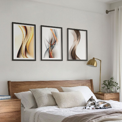Tavelset ovanför soffa Gula gråbruna vågor