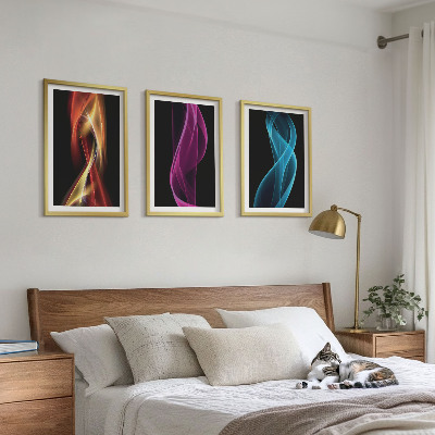 Tavelpaket med ramar Neonvågor linjer mörk bakgrund