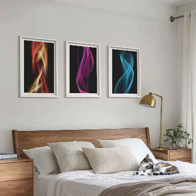 Tavelpaket med ramar Neonvågor linjer mörk bakgrund