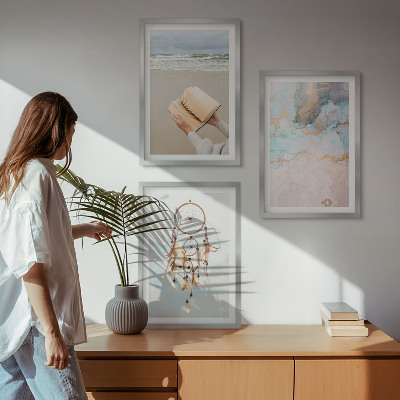 Tavelset ovanför soffa Abstrakt havsbok boho