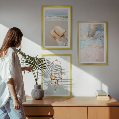 Tavelset ovanför soffa Abstrakt havsbok boho