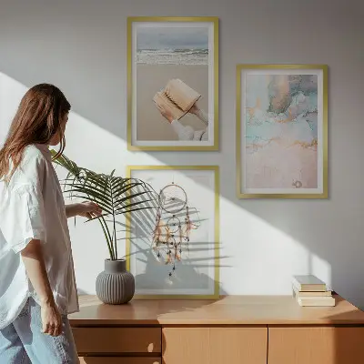 Abstrakt havsbok i boho-stil tavelset för vägg ovanför soffa