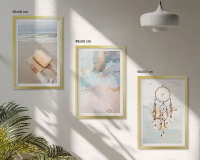 Abstrakt havsbok i boho-stil tavelset för vägg ovanför soffa
