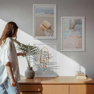 Tavelset ovanför soffa Abstrakt havsbok boho