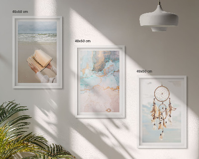 Tavelset ovanför soffa Abstrakt havsbok boho