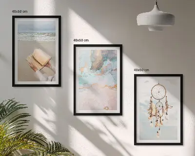 Abstrakt havsbok i boho-stil tavelset för vägg ovanför soffa