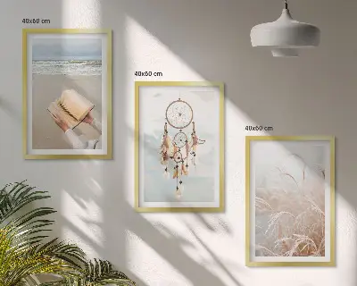 Fridfulla boho sommarlandskap tavelset för vägg ovanför soffa
