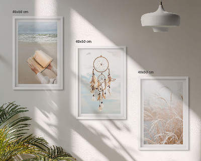 Tavelset ovanför soffa Fridfulla boho sommarlandskap