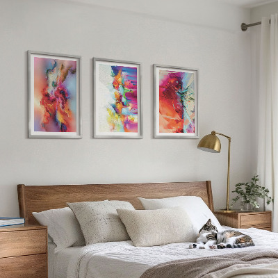 Tavelset ovanför soffa Färgglada abstraktioner av form