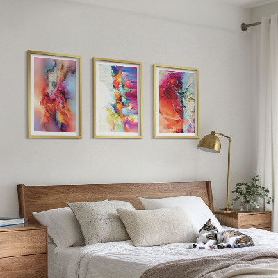 Tavelset ovanför soffa Färgglada abstraktioner av form