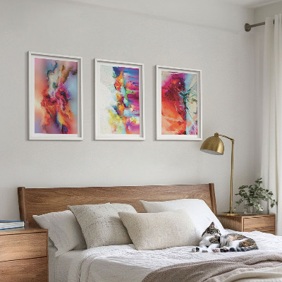Tavelset ovanför soffa Färgglada abstraktioner av form