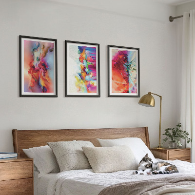 Tavelset ovanför soffa Färgglada abstraktioner av form