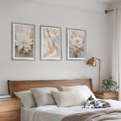 Set om 3 tavlor Blommor abstrakt marmor