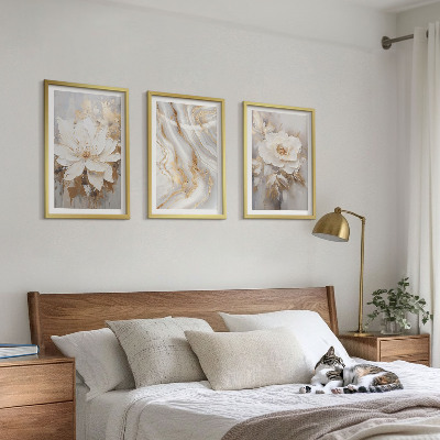 Set om 3 tavlor Blommor abstrakt marmor