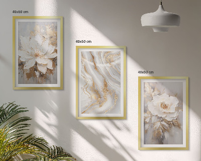 Set om 3 tavlor Blommor abstrakt marmor