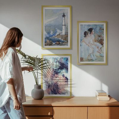 Tavelset ovanför soffa Fyr abstrakt dansare