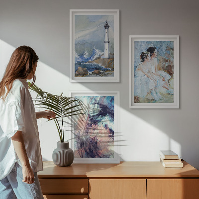 Tavelset ovanför soffa Fyr abstrakt dansare