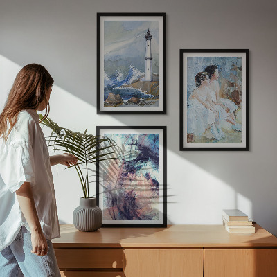 Tavelset ovanför soffa Fyr abstrakt dansare