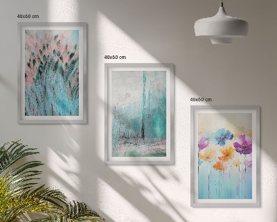 Set om 3 tavlor Pastellfärgade blommor bakgrundsmönster