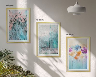 Set om 3 tavlor Pastellfärgade blommor bakgrundsmönster