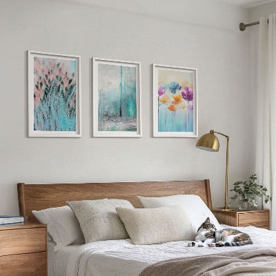 Set om 3 tavlor Pastellfärgade blommor bakgrundsmönster