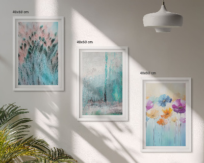 Set om 3 tavlor Pastellfärgade blommor bakgrundsmönster