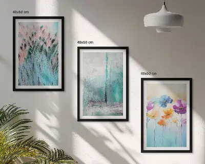 Set med 3 tavlor med mönster av pastellfärgade blommor