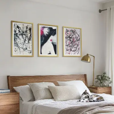 Abstrakta färgmönster tavelset för vägg ovanför soffa