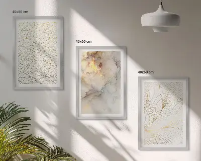 Tavelvägg med ramar lövmönster med abstrakt marmordesign