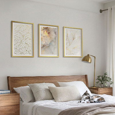Tavelpaket med ramar Lövmönster marmor abstrakt