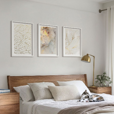 Tavelpaket med ramar Lövmönster marmor abstrakt