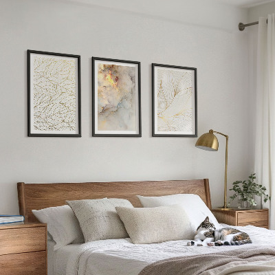 Tavelpaket med ramar Lövmönster marmor abstrakt