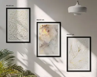 Tavelvägg med ramar lövmönster med abstrakt marmordesign