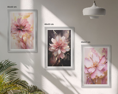 Tavelpaket med ramar Blommiga kompositioner av rosor och vitt
