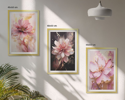 Tavelpaket med ramar Blommiga kompositioner av rosor och vitt