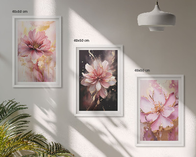 Tavelpaket med ramar Blommiga kompositioner av rosor och vitt